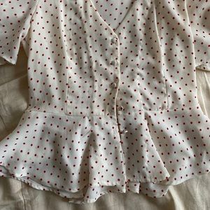 Vintage blouse with red polka dots